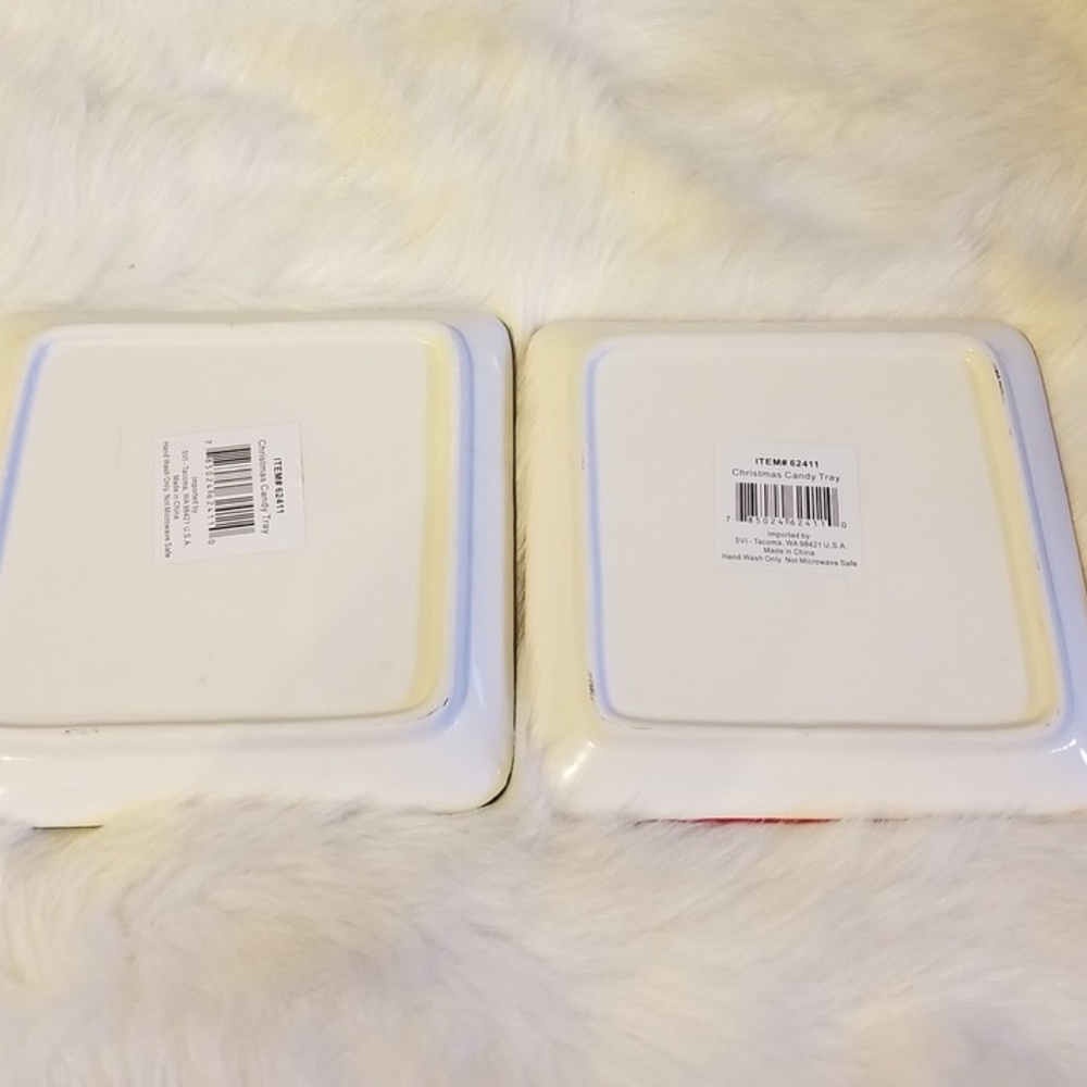 Christmas Candy Tray Set of 2 Ceramic New - Picture 5 of 5
